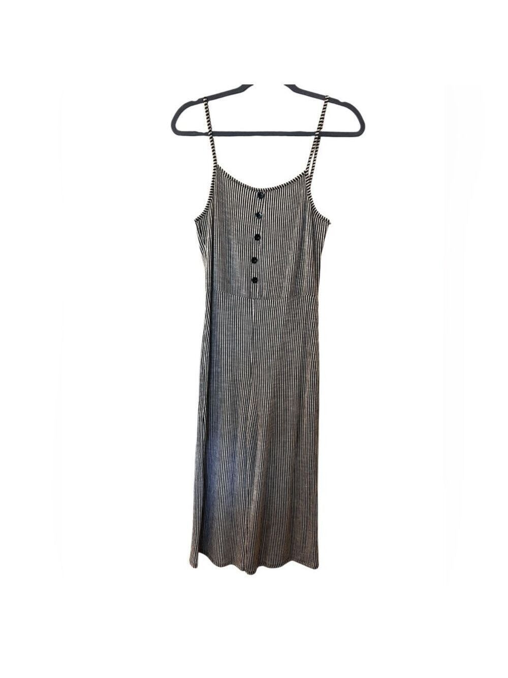 Caution To The Wind Women’s Black White Stripe Sleeveless Romper Size: Medium